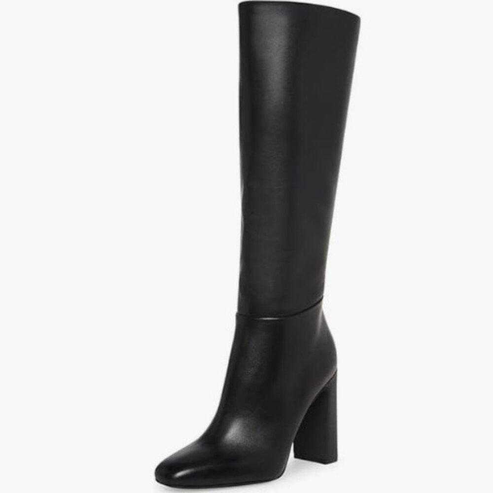 Steve Madden Boots Women's Size 9.5M Ally Black Leather Wide Calf Knee High